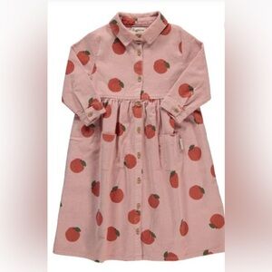 Piupiuchick Peach Print Kids Casual Pink corduroy dress, size 3
